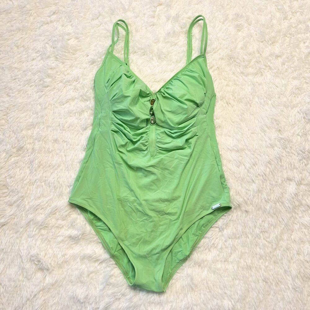 Maryan Mehlhorn Mint Green One Piece Swimsuit with Rhinestone Detail